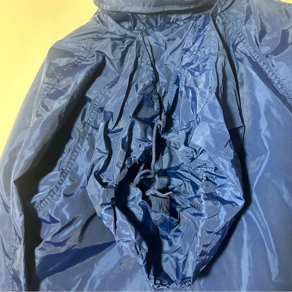 Eddie Bauer Jacket Women's Size Large Blue Windbreaker Jacket with Hidden Hood - Picture 4 of 9
